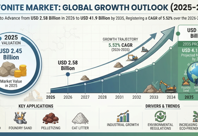 Bentonite Market: From $2.45 Billion (2025) to $4.19 Billion (2035), 5.52% Growth